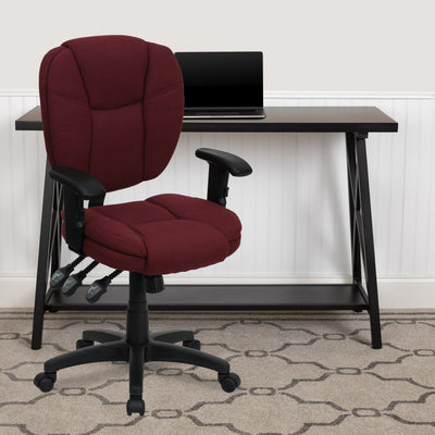 Mid-Back Multifunction Swivel Ergonomic Task Office Chair with Pillow Top Cushioning and Adjustable Arms - View 2
