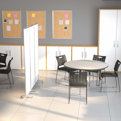 Mobile Magnetic Whiteboard Partition with Lockable Casters, 72"H x 24"W (3 sections included) - View 2