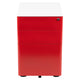 White and Red |#| Modern 3-Drawer Mobile Locking Filing Cabinet-White with Red Faceplate