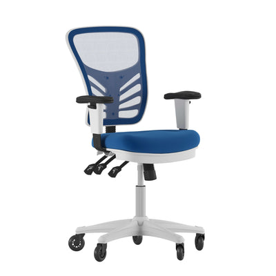 Nicholas Mid-Back Multifunction Executive Swivel Ergonomic Office Chair with Adjustable Arms and Transparent Roller Wheels - View 1
