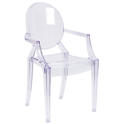 Oval Back Ghost Chair with Arms - View 1