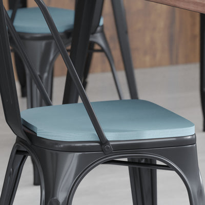 Perry Poly Resin Wood Square Seat with Rounded Edges for Colorful Metal Barstools - View 2