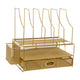 Premium Large Mesh Metal Desktop Storage Organizer With Drawer in Gold