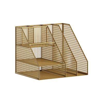 Ryder Mesh Metal Large Desktop Organizer with Magazine File Holder, Pen Holder, and Storage - View 1