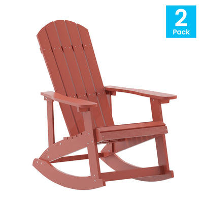 Savannah All-Weather Poly Resin Wood Adirondack Rocking Chair with Rust Resistant Stainless Steel Hardware - Set of 2 - View 2