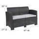 Dark Gray |#| Dk Gray Faux Rattan Loveseat with All-Weather Light Gray Cushions - Patio Chair