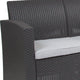 Dark Gray |#| Dk Gray Faux Rattan Loveseat with All-Weather Light Gray Cushions - Patio Chair