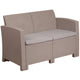 Light Gray |#| Lt Gray Faux Rattan Loveseat with All-Weather Light Gray Cushions - Patio Chair