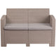 Light Gray |#| Lt Gray Faux Rattan Loveseat with All-Weather Light Gray Cushions - Patio Chair