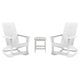 White |#| 2 White Modern Dual Slat Poly Resin Adirondack Rocking Chairs with 1 Side Table