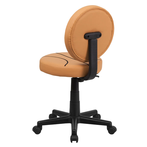 Black and Orange |#| Basketball Vinyl Upholstered Swivel Task Office Chair with Adjustable Height