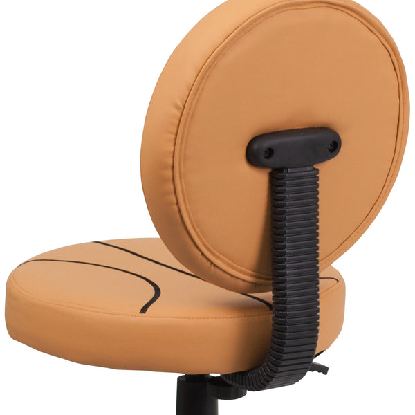 Black and Orange |#| Basketball Vinyl Upholstered Swivel Task Office Chair with Adjustable Height