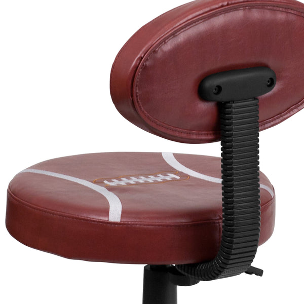 Brown |#| Football Vinyl Upholstered Swivel Task Office Chair with Adjustable Height