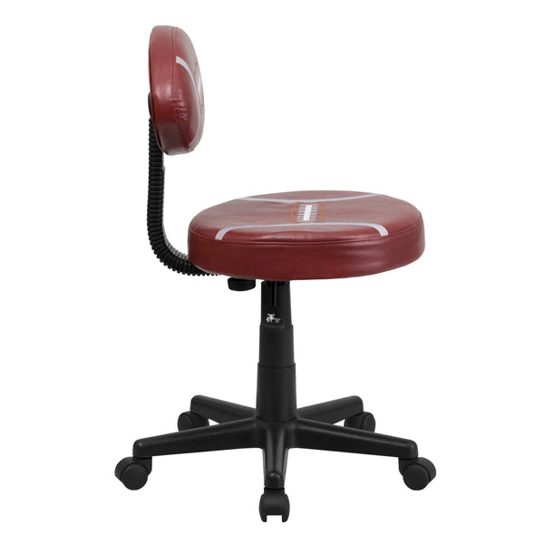 Brown |#| Football Vinyl Upholstered Swivel Task Office Chair with Adjustable Height