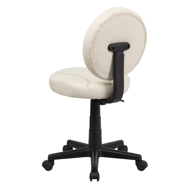 Brown and Cream |#| Baseball Vinyl Upholstered Swivel Task Office Chair with Adjustable Height