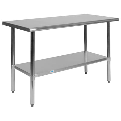 Stainless Steel 18 Gauge Prep and Work Table with Undershelf - NSF Certified - View 1