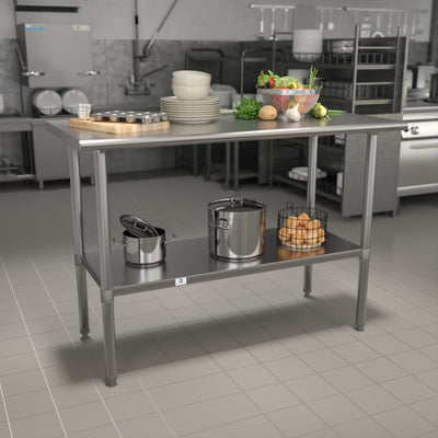 Stainless Steel 18 Gauge Prep and Work Table with Undershelf - NSF Certified - View 2