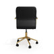 Black Faux Leather/Polished Brass Frame |#| Faux Leather Swivel Home Office Chair with Integrated Armrests-Bk/Polished Brass