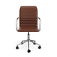 Saddle Brown Faux Leather/Polished Nickel Frame |#| Faux Leather Swivel Home Office Chair with Integrated Armrests-SdlBrn/PolshdNckl