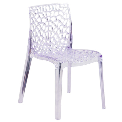 Vision Series Transparent Stacking Side Chair with Artistic Pattern Design - View 1