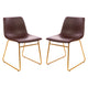 Dark Brown LeatherSoft/Gold Frame |#| 18 Inch Indoor Dining Table Chairs, Dark Brown LeatherSoft/Gold Frame-Set of 2