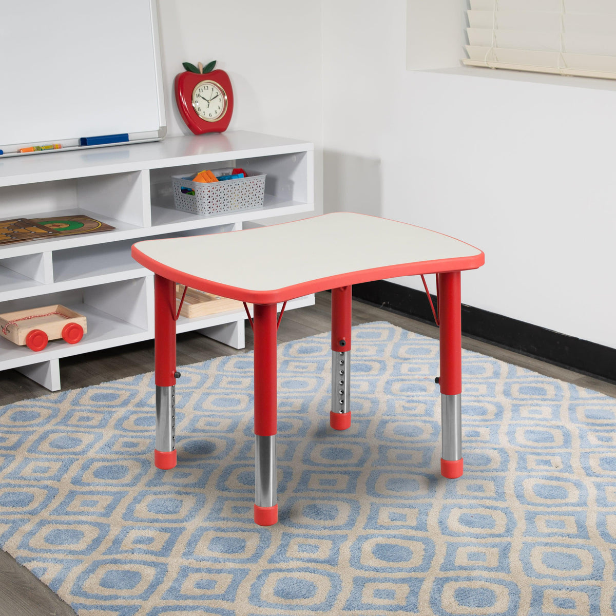 Red |#| 21.875inchW x 26.625inchL Rectangular Red Plastic Activity Table with Grey Top