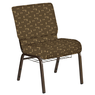21''W Church Chair in Eclipse Fabric with Book Rack - Gold Vein Frame