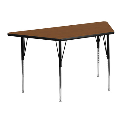22.5''W x 45''L Trapezoid HP Laminate Activity Table - Standard Height Adjustable Legs - View 1