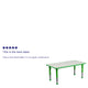 Green |#| 23.625inchW x 47.25inchL Rectangular Green Plastic Activity Table with Grey Top