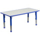 Blue |#| 23.625inchW x 47.25inchL Rectangular Blue Plastic Activity Table with Grey Top