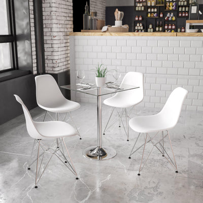 23.75'' Square Glass Table with 30''H Chrome Base - View 2