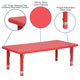 Red |#| 24inchW x 48inchL Rectangular Red Plastic Height Adjustable Activity Table