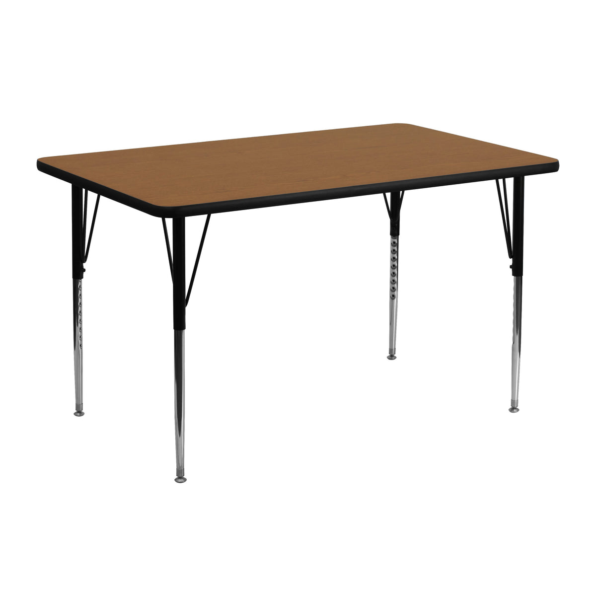 Oak |#| 24inchW x 48inchL Oak Thermal Laminate Activity Table-Standard Height Adjustable Legs