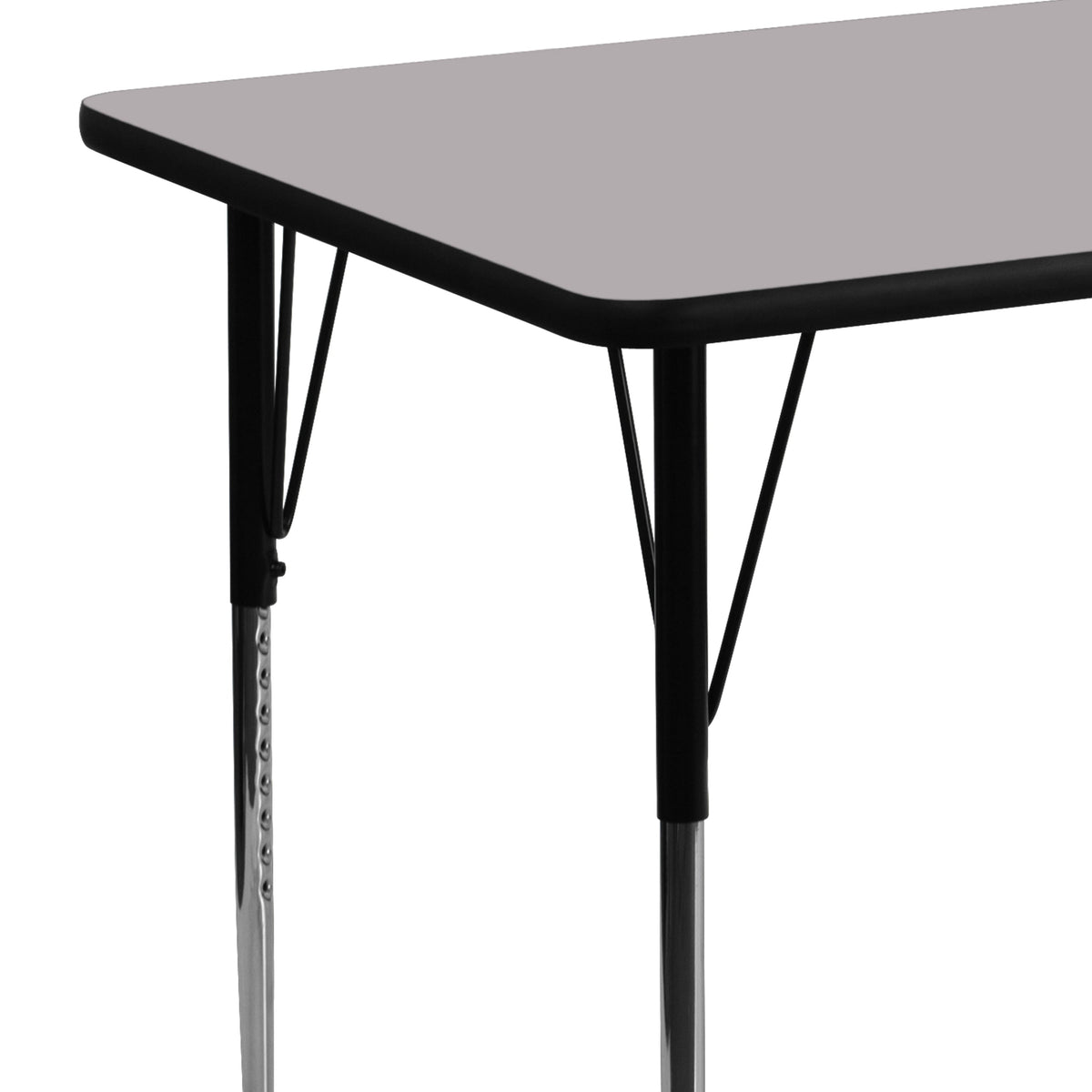 Gray |#| 24inchW x 48inchL Rectangular Grey Thermal Laminate Activity Table w/ Adjustable Legs