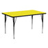 24''W x 60''L Rectangular HP Laminate Activity Table - Standard Height Adjustable Legs