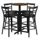 Walnut Top/Black Vinyl Seat |#| 24inch Round Walnut Laminate Table with X-Base & 4 Metal Vinyl Seat Barstools