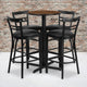 Walnut Top/Black Vinyl Seat |#| 24inch Round Walnut Laminate Table with X-Base & 4 Metal Vinyl Seat Barstools