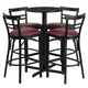 Black Top/Burgundy Vinyl Seat |#| 24inch Round Black Laminate Table with X-Base & 4 Metal Vinyl Seat Barstools