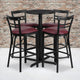 Black Top/Burgundy Vinyl Seat |#| 24inch Round Black Laminate Table with X-Base & 4 Metal Vinyl Seat Barstools