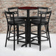 Mahogany Top/Black Vinyl Seat |#| 24inch Round Mahogany Laminate Table with X-Base & 4 Metal Vinyl Seat Barstools