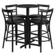 Black Top/Black Vinyl Seat |#| 24inch Round Black Laminate Table with X-Base & 4 Metal Vinyl Seat Barstools