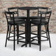 Black Top/Black Vinyl Seat |#| 24inch Round Black Laminate Table with X-Base & 4 Metal Vinyl Seat Barstools