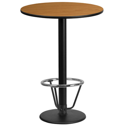 24'' Round Laminate Table Top with 18'' Round Bar Height Table Base and Foot Ring