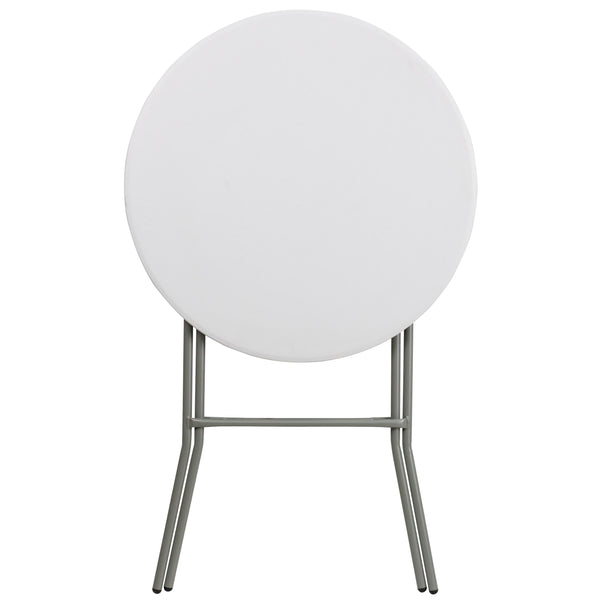 Granite White |#| 2.6-Foot Round Granite White Plastic Bar Height Folding Event Table