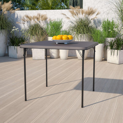 2.83-Foot Square Bi-Fold Plastic Folding Table with Carrying Handle