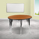 Oak |#| 2 Piece 47.5inch Circle Wave Flexible Oak Adjustable Activity Table Set