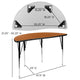 Oak |#| 2 Piece 47.5inch Circle Wave Flexible Oak Adjustable Activity Table Set