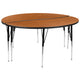 Oak |#| 2 Piece 60inch Circle Wave Flexible Oak Adjustable Activity Table Set