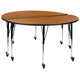 Oak |#| 2 Piece Mobile 60inch Circle Flexible Oak Adjustable Activity Table Set