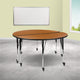 Oak |#| 2 Piece Mobile 60inch Circle Flexible Oak Adjustable Activity Table Set